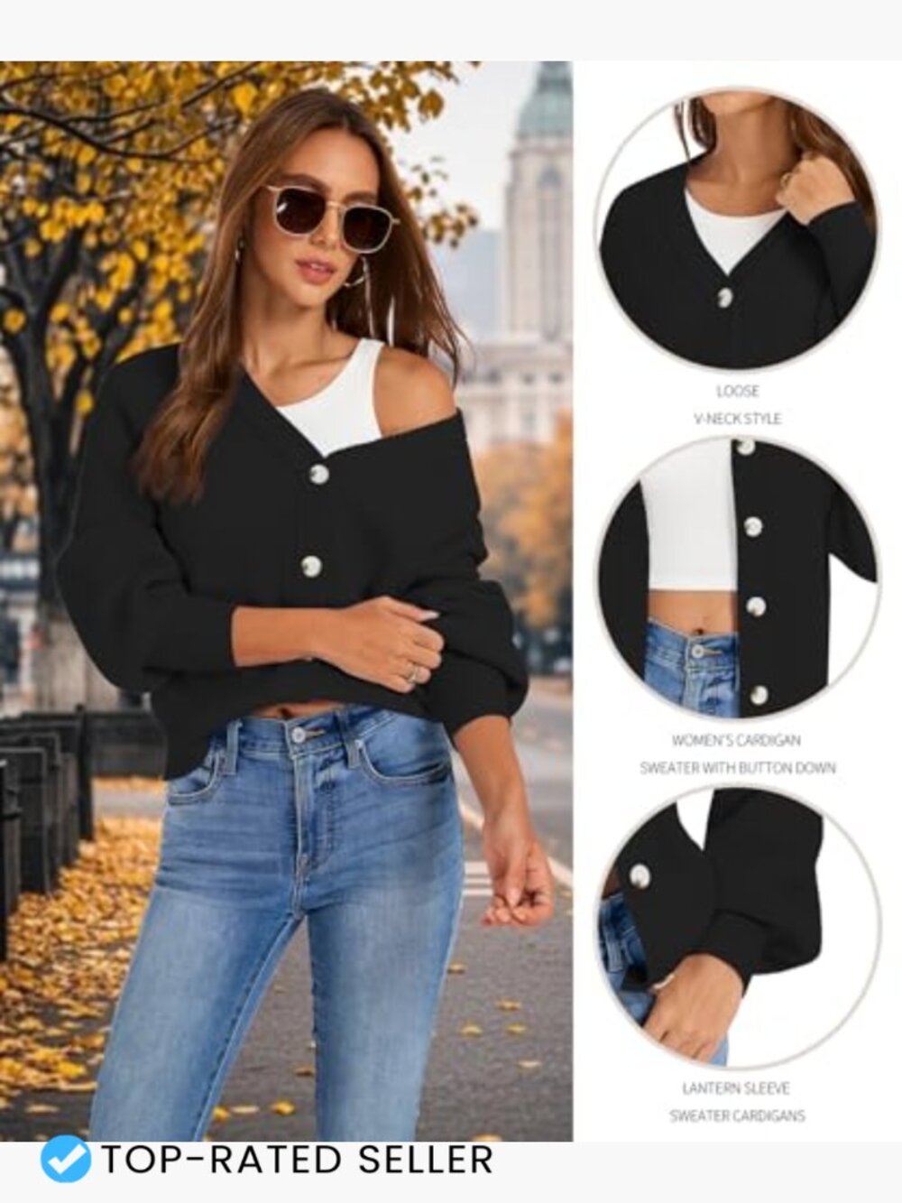 Open Front Cardigan Sweater Chunky Knit Loose Button Down Fall Outerwear - Picture 2 of 7